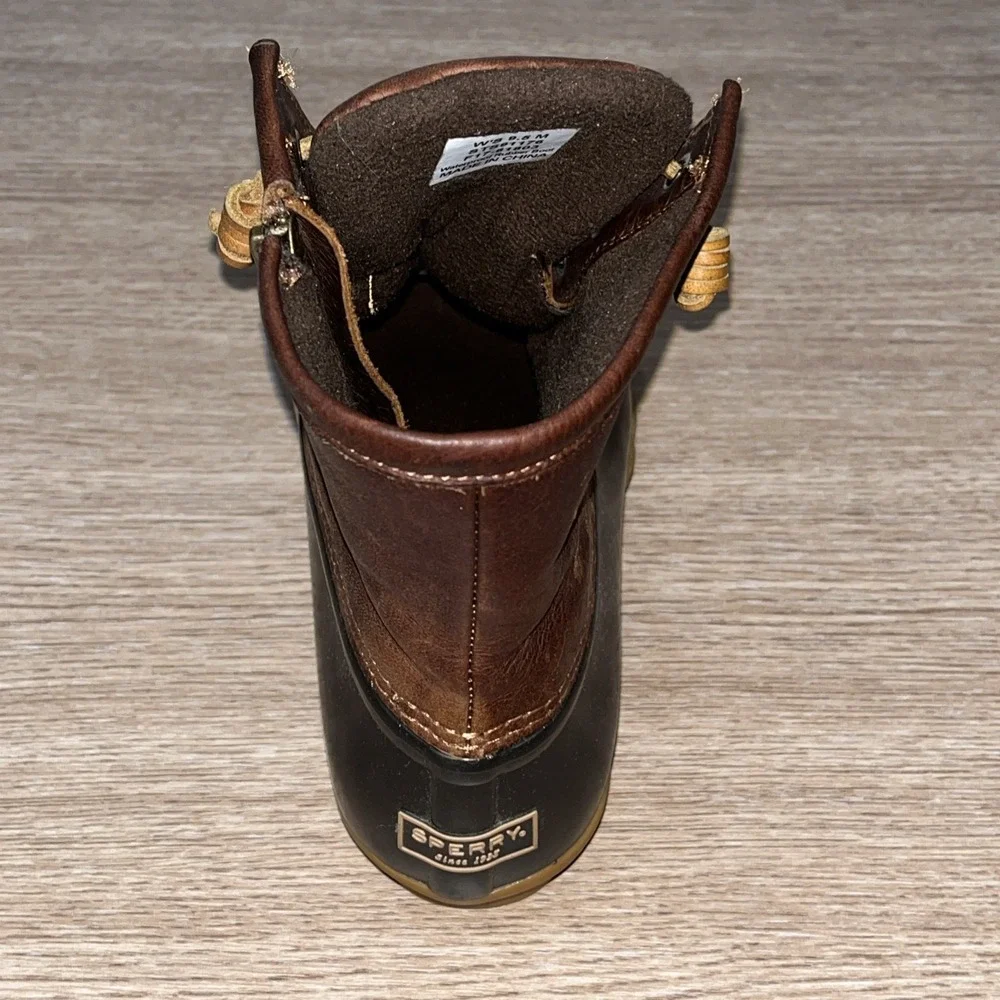 Sperry Top-Sider Women's 9.5 M Saltwater Duck Rain Boot STS91176, Dark Brown